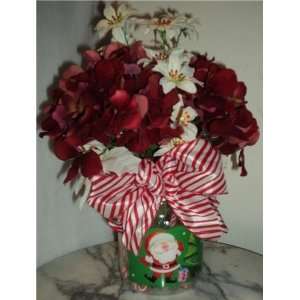  New Christmas/Holiday Red Hydrangea Floral Arrangement 