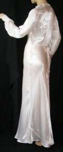 1920s/30s Vintage Off White Ivory Liquid Satin Bias Dress Gown Bridal 