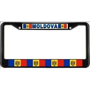  Moldova Moldovan Flag Black License Plate Frame Metal 