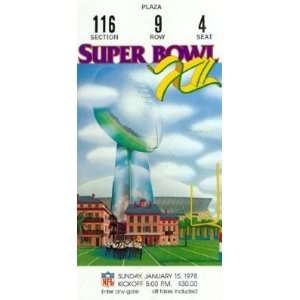  Super Bowl 12 Ticket January 15, 1978