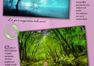 MAGICAL WOODS Photoshop Template Digital Backgrounds Backdrops Kids 