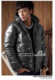 2010 Men Winter Fashion Shiny Hooded Coat Jacket 6 Cor  