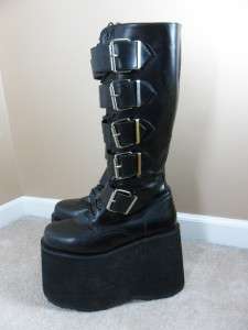 DEMONIA Mega 618 BLACK Gothic Club Knee High Platform Boots Mens 9 