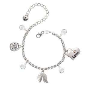  3 D Fortune Cookie Love & Luck Charm Bracelet with Clear 