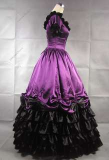 Colonial Civil War Satin Ball Gown Dress Prom Punk Steampunk 109 L 