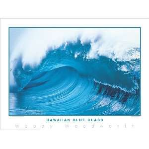  Woody Woodworth Hawaiian Blue Glass Surfing Poster