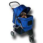 Folding Blue Pet Dog Cat Travel Stroller Carrier 3 Wheel