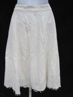 IDENTITY White Linen Blend Sequined A line Skirt Sz 4  