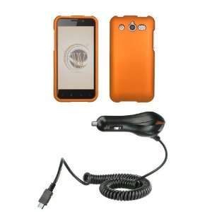 Huawei Mercury (Cricket) Premium Combo Pack   Orange Rubberized Shield 
