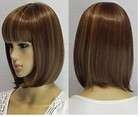 short dark brown mixed straight Hair women full wig/ wigs  