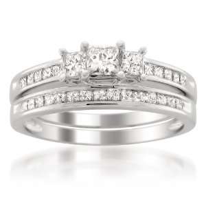   Three Stone Diamond Bridal Set Ring (1 1/2 cttw, H I, I1 I2) Jewelry