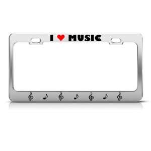  I Love Music license plate frame Folder Stainless Metal 
