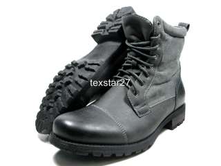 Mens Gray Military Combat Style Calf High Lace Up Boots Polar Fox by D 