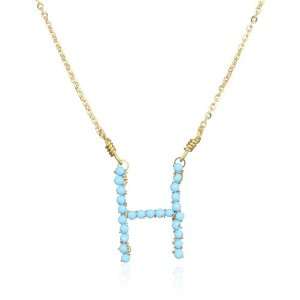  Mercedes Salazar Stones Turquoise Initial H Necklace 