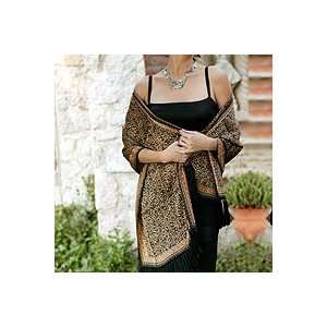  NOVICA Silk batik shawl Wilderness