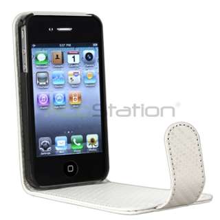Leather Cover+4 Snap on Hard Case For Verizon iPhone 4 4S  