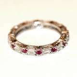 RUBY DIAMOND WEDDING BAND VINTAGE 18 KT WHITE 1.28 CT G VS  