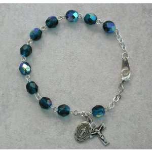   Silver Youth Girls Rosary Bracelet Emerald May Birthstone. Jewelry