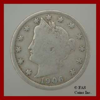 1906 (P) VG Liberty Head V Nickel US Coin #10243584 12  
