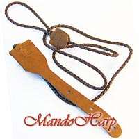 MandoHarp   Smokey Mountain Brown Thin Braid Leather Mandolin Strap