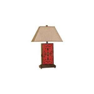  Scrolled Metal Table Lamp in Red