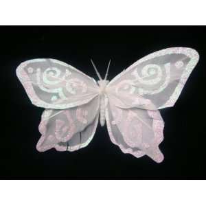  NEW White Iridescent Butterfly Glitter Hair Clip, Limited 