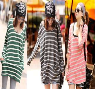 COMFY CREW NECK LONG SLEEVE STRIPED T SHIRT TOP BLOUSE ZZ00219  