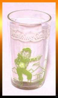Vintage HOWDY DOODY JELLY GLASS Green & White RARE *LN*  