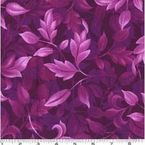  45 Wide Jacobean Rhapsody Leaves Purple Fabric By The 