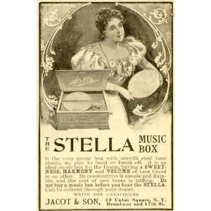  1899 Ad Jacot Son Stella Music Box Home Decor Woman Gown 