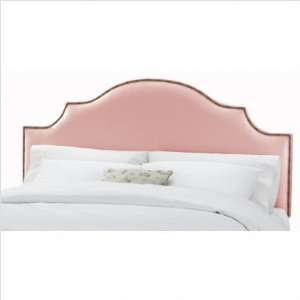  Arc Notched Nail Button Headboard in Shantung Woodrose 