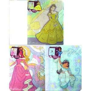  Set of 3 Disney Princess puzzles with Glimmer Gowns Toys & Games