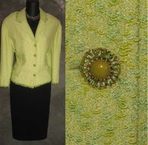 St John COUTURE knit green suit jacket blazer size 12 14 16  