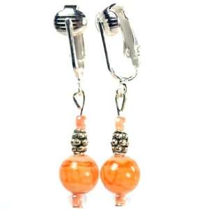  Small Orange Blush Swirl Clip Earrings   Jazzy Glitters for Fashion 