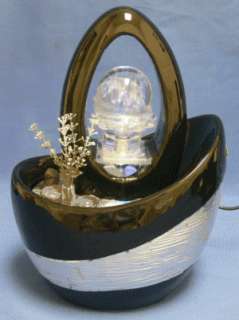 Ceramic Basket Rolling Ball Water Fountain w/ LED Light  