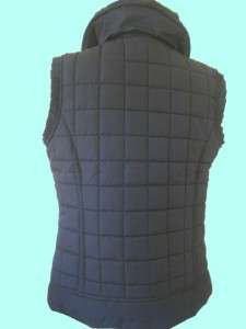 AU LIEU Black Quilted Polyester NEW Front Buttons Filled Lined Vest M 