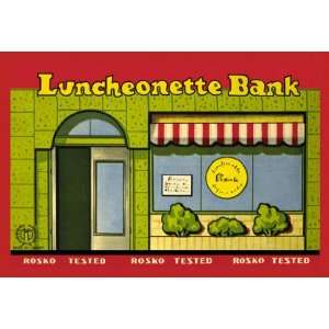  Luncheonette Bank Storefront 12x18 Giclee on canvas