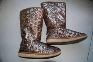 JUSTICE girls size 4 bronze sequin mukluk boots CUTE  