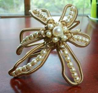 Stunning Vintage Napier Signed Coil Pearl Bracelet Collector Art Piece 