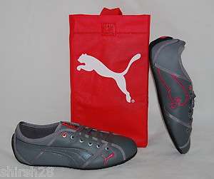 NIB WOMENS PUMA STYLE CAT LEA 8.5 GREY PINK RED SHOES SNEAKERS CASUAL 