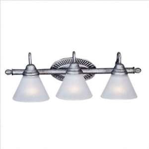 Living Well 7049OS Olde Silver Three Light Vanity with Sandblasted 