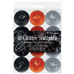  Glitter Tealight Candles Asst. (12 count)