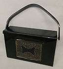 Vintage Black Wilardy Lucite Purse With Filigree Inlay