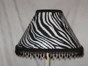 Boutique Custom Zebra Print Lamp Shade W/ Beading  