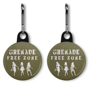 Grenade Free Zone   Jersey Shore Slang Fan 2 Pack of 1 inch Zipper 