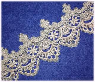   WIDE IVORY VENISE LACE ~PRETTY TINY LOOP OUTLINE TRIM  