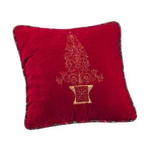   Velvet Embroidery Tree Pillow Red Gold (Pack of 6)