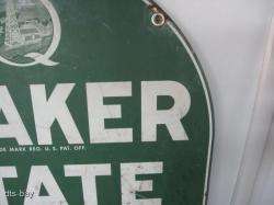 BIG HEAVY METAL 2 SIDED QUAKER STATE MOTOR OIL SIGN  