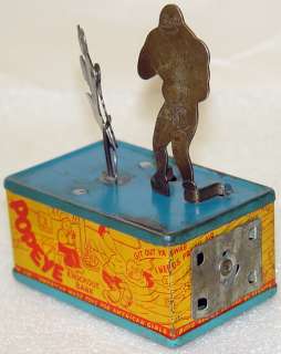 Vintage Popeye Knockout Mechanical Tin Bank Straits  