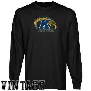 Kent State Golden Flashes Black Distressed Logo Vintage Long Sleeve T 